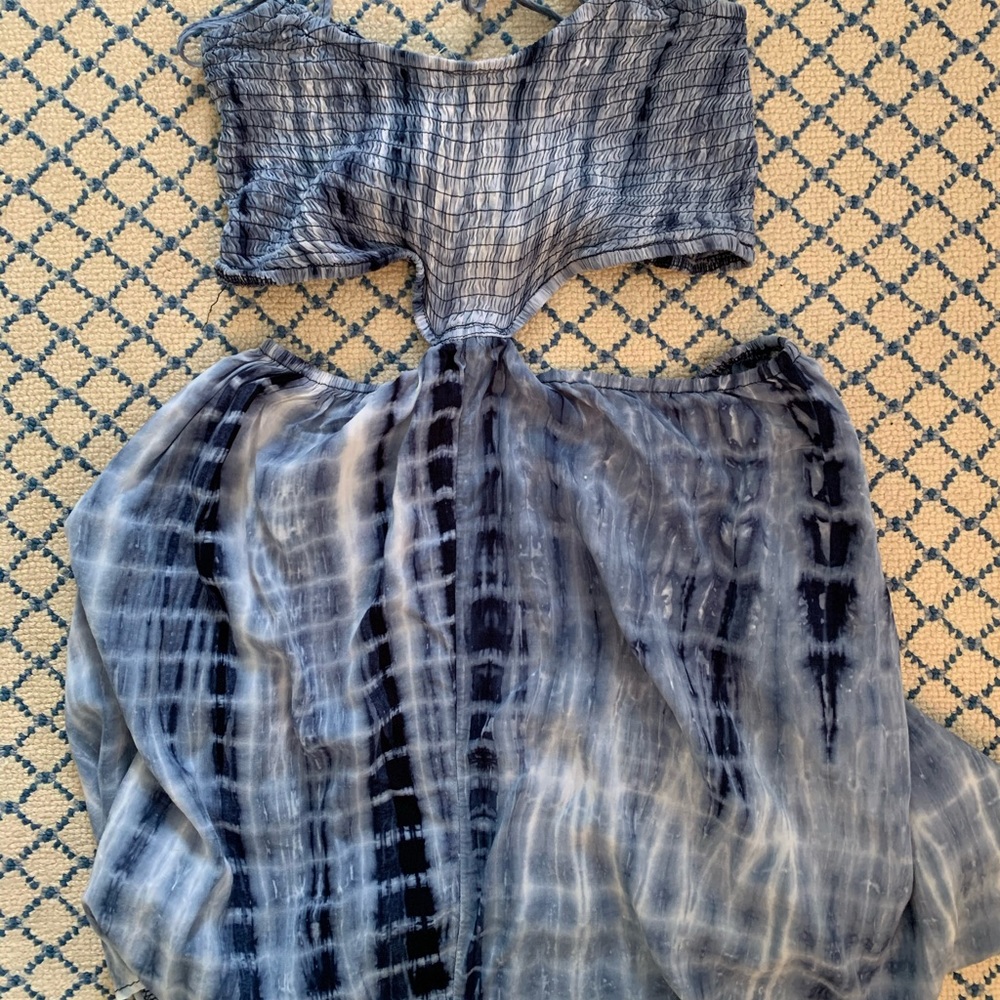 Blue and white tie dye dress